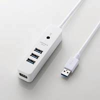 U3H-T410SWH　（ホワイト） [USB3.0ハブ/4ポート/100cm/USB Aオス/セルフパワー&バスパワー/マグネット付き]
