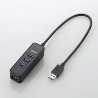 U3H-T405BBK （ブラック） [USB3.0ハブ/4ポート/30cm/USB Aオス/バスパワー/マグネット付き]