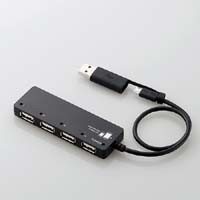 U2HS-MB02-4BBK （ブラック） [USB2.0ハブ  4ポート  25cm USB microBオス+USB Aオス  バスパワー]