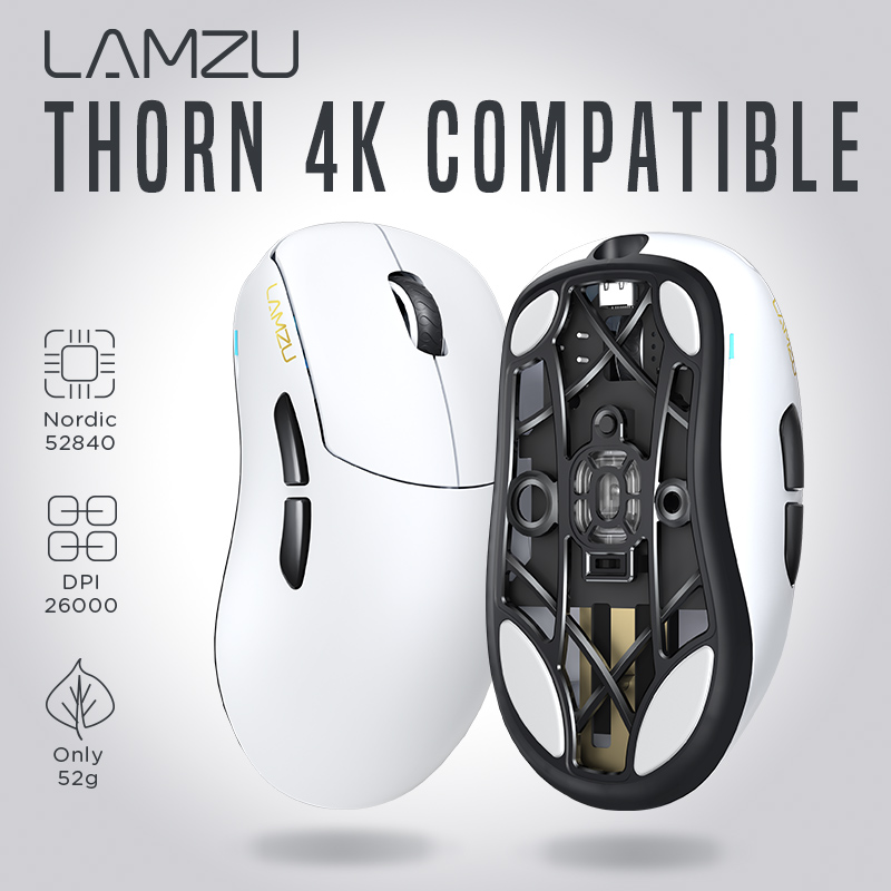 LAMZU Thorn (4K Compatible) White ワイヤレスゲーミングマウス ...