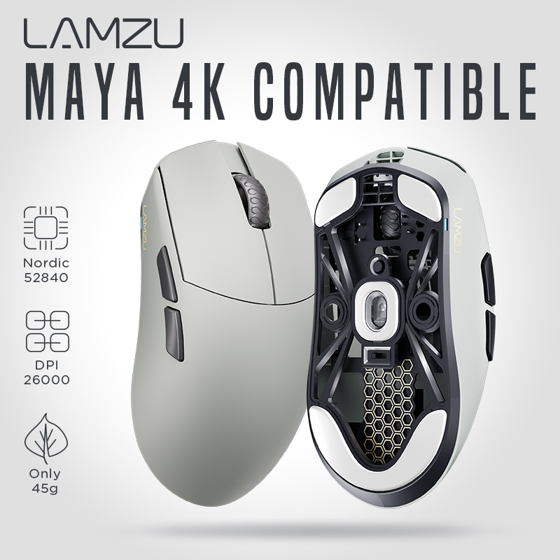 LAMZU Maya (4K Compatible) Cloud Grey ワイヤレスゲーミングマウス 