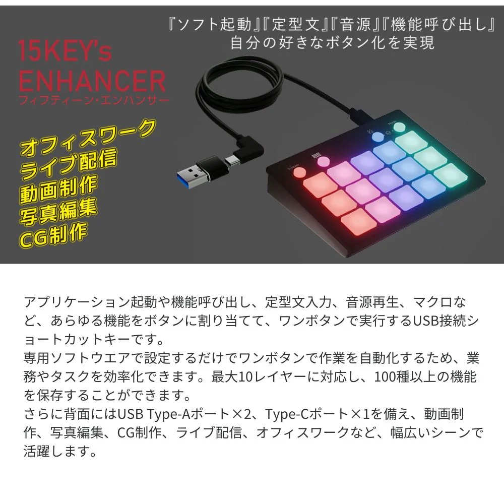 AREA エアリア SD-PAD15 15 KEYs ENHANCER ショートカットデバイス
