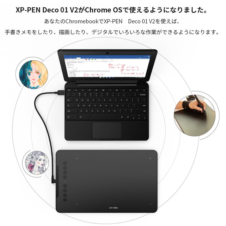 XPPen エックスピーペン Deco 01 V2 10x6.25インチ 有線 ペン 