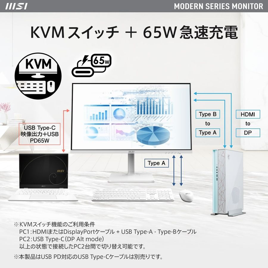 MSI エムエスアイ Modern MD272QXPW 27インチ モニター WQHD(2560x1440