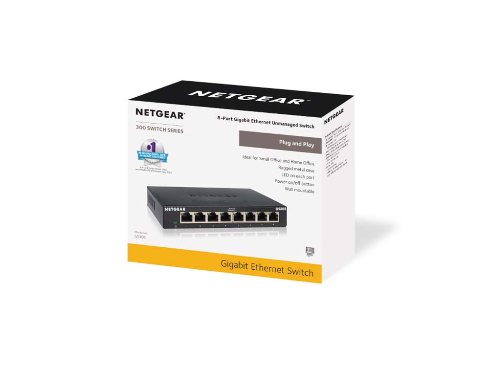 NETGEAR ネットギア GS308-300JPS [8ポート/1Gbps×8/金属筐体/外部電源 