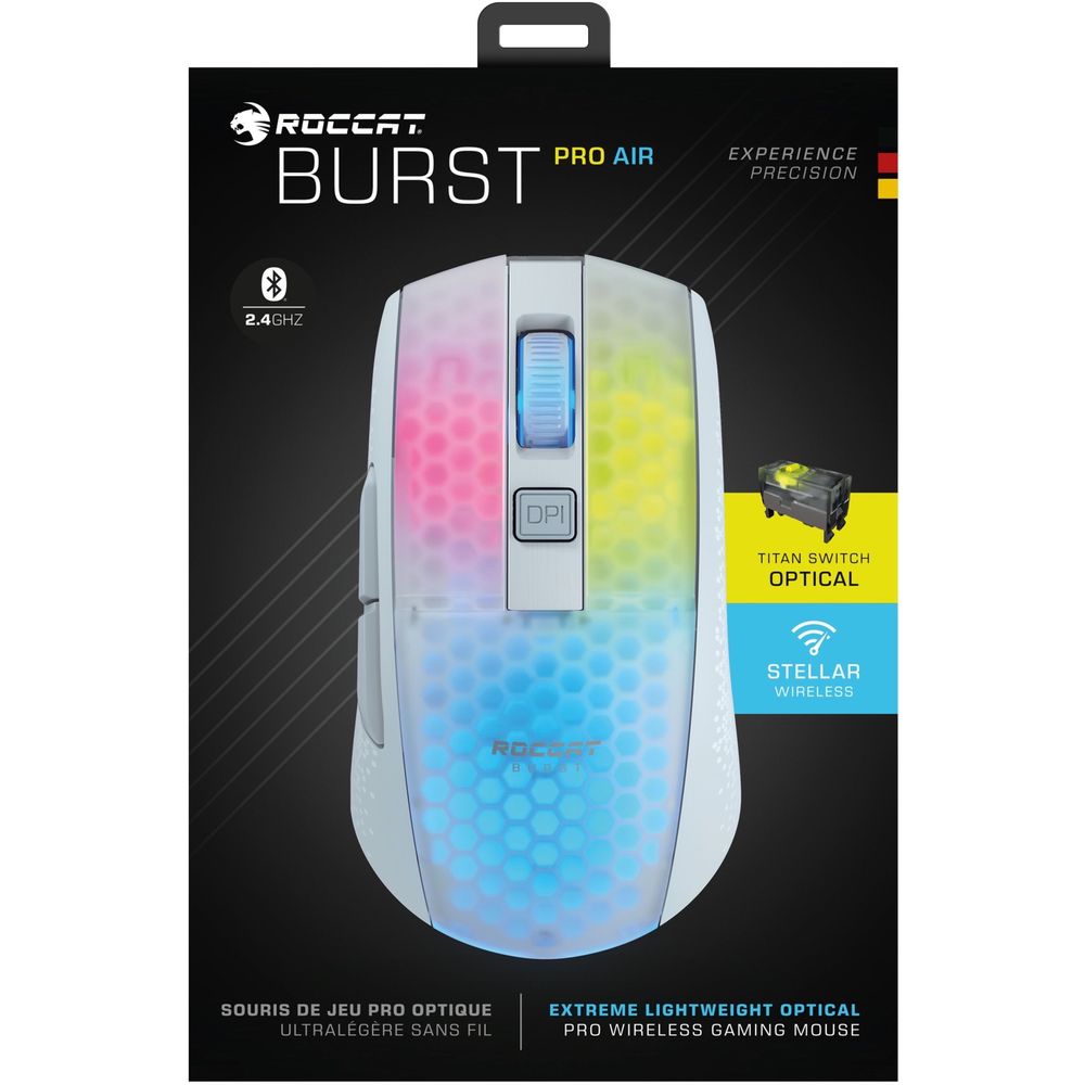 ROCCAT ロキャット ROCCAT BURST PRO AIR ホワイト [ROC-11-435] USB無線/Bluetooth対応 ワイヤレス  ゲーミングマウス 軽量81g RGB 6ボタン｜TSUKUMO公式通販サイト