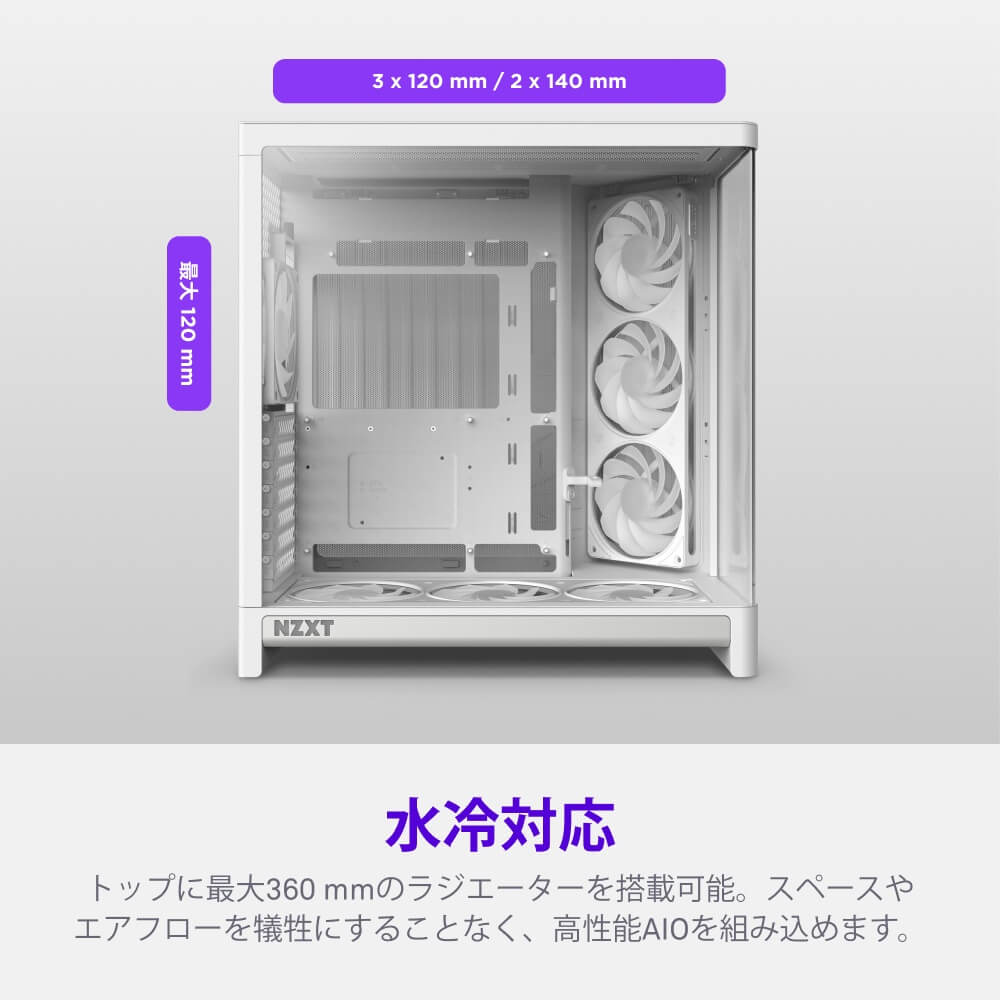 【カスタム依頼品】1200段式カタパルト搭載（さざれ水晶）ご指定仕様での製作2本 NZXT エヌズィーエックスティー H6 RGB+(2026) White CC-H62FW-P1
