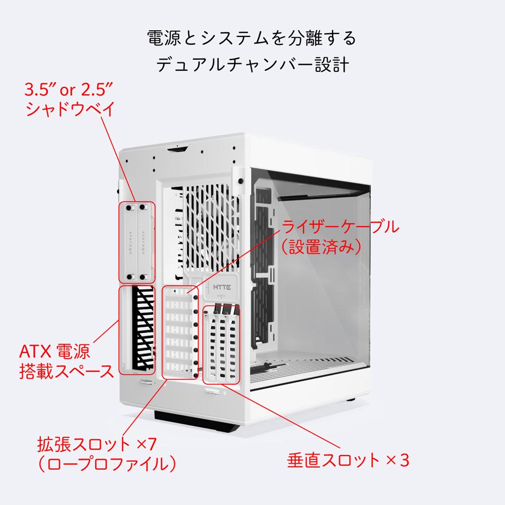 HYTE Y60 BLACK PCケース E-ATXまで対応 - PCパーツ