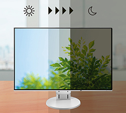 FlexScan EV2785 環境光を感知し、周囲の明るさに応じて画面の明るさを自動で調整する
