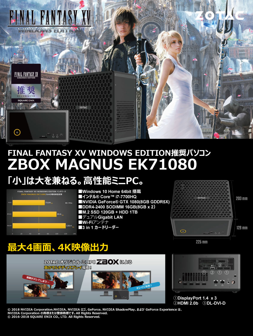 [FF15推奨PC] ZOTAC ZBOX MAGNUS EK71080