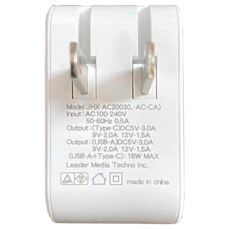 リーダーメディアテクノ Lazos L-AC-CA Type-C+USB-A 2ポート搭載 AC充電器 最大18W PD 対応｜TSUKUMO公式通販サイト