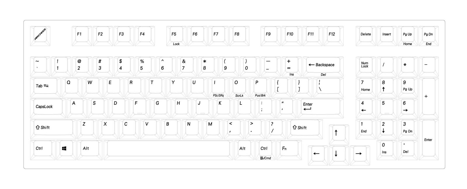 ARCHISITE アーキサイト Maestro2S AS-KBM98/TGB 英語配列テンキー付 