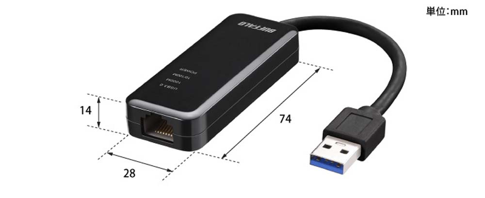 BUFFALO バッファロー LUA4-U3-AGTE-BK (ブラック) [LANアダプター /USB-A/1Gbps/USB3.0]｜ツクモ公式通販サイト