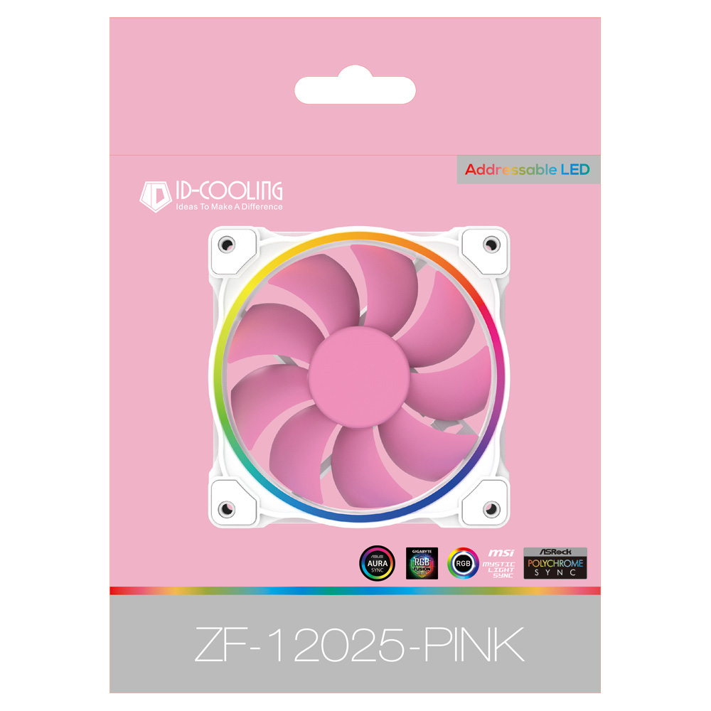 ID-COOLING リングARGB LEDファン 120mm PWM ZF-12025-PINK｜ツクモ