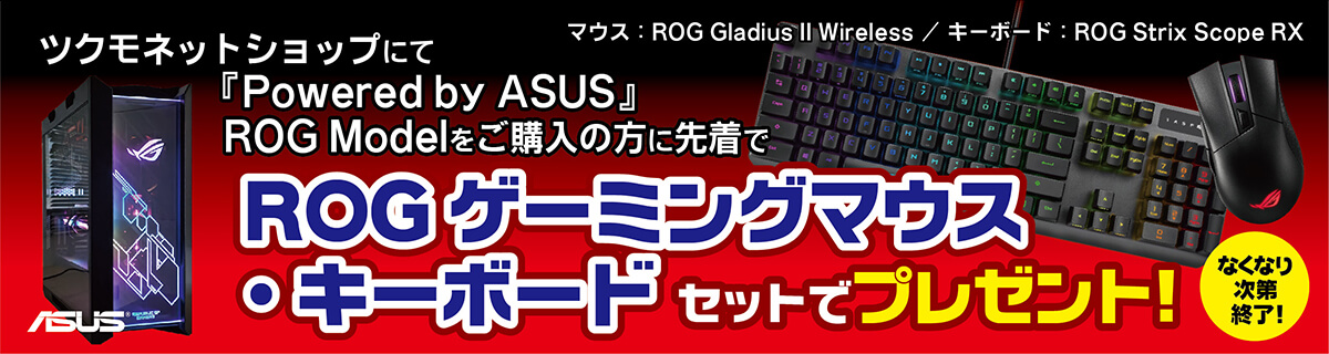 ネットショップにてPowered by ASUS【ROG】Modelをご購入の方にゲーミングマウス・キーボードセットをプレゼント！