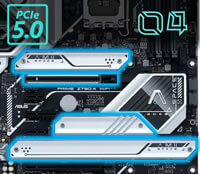 Gen5対応 PCIe5.0スロット & ヒートシンク付き 4×Gen4 NVMe M.2スロット搭載